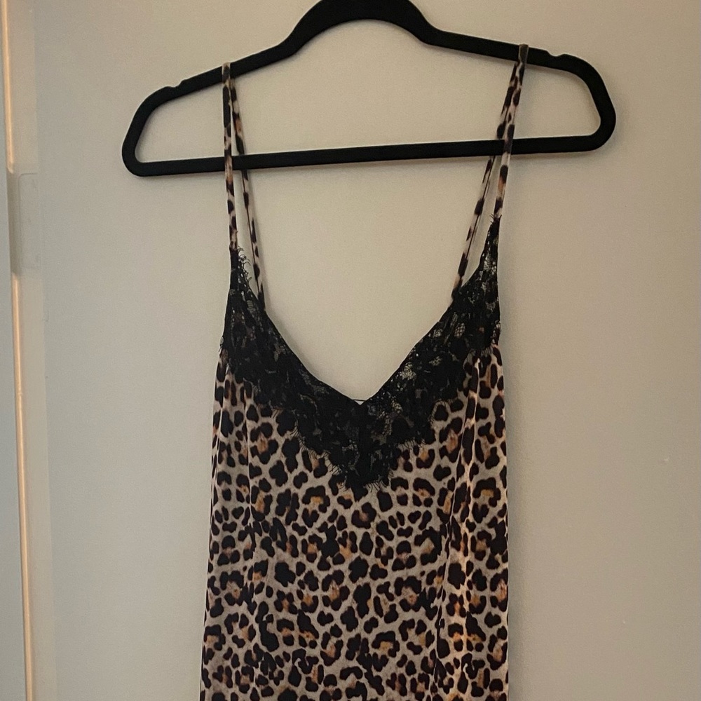 Lace leopard slip dress